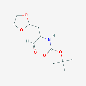 molecular formula C11H19NO5 B2375060 tert-butyl N-[1-(1,3-dioxolan-2-yl)-3-oxopropan-2-yl]carbamate CAS No. 2174007-84-0