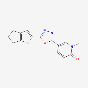 molecular formula C15H13N3O2S B2375062 5-(5-{4H,5H,6H-cyclopenta[b]thiophen-2-yl}-1,3,4-oxadiazol-2-yl)-1-methyl-1,2-dihydropyridin-2-one CAS No. 1223636-41-6