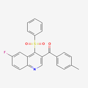 molecular formula C23H16FNO3S B2375064 4-(Benzenesulfonyl)-6-fluoro-3-(4-methylbenzoyl)quinoline CAS No. 866846-29-9