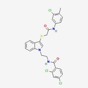 2,4-dichloro-N-[2-[3-[2-(3-chloro-4-methylanilino)-2-oxoethyl]sulfanylindol-1-yl]ethyl]benzamide