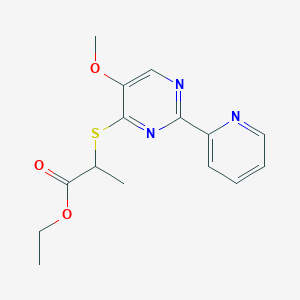 Ethyl 2-((5-methoxy-2-(2-pyridinyl)-4-pyrimidinyl)sulfanyl)propanoate