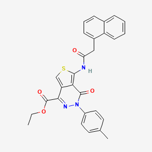 molecular formula C28H23N3O4S B2375076 Ethyl 5-(2-(naphthalen-1-yl)acetamido)-4-oxo-3-(p-tolyl)-3,4-dihydrothieno[3,4-d]pyridazine-1-carboxylate CAS No. 851948-64-6
