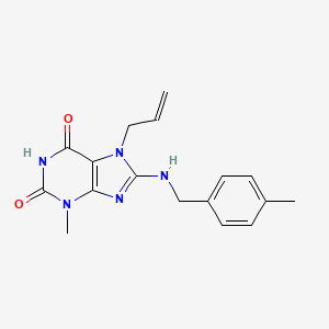 molecular formula C17H19N5O2 B2375080 3-甲基-8-[(4-甲苯基)甲基氨基]-7-丙-2-烯基嘌呤-2,6-二酮 CAS No. 304880-13-5