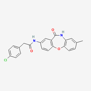 molecular formula C22H17ClN2O3 B2375085 2-(4-氯苯基)-N-(8-甲基-11-氧代-10,11-二氢二苯并[b,f][1,4]恶杂环-2-基)乙酰胺 CAS No. 922109-19-1