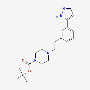 molecular formula C20H28N4O2 B2375087 tert-butyl 4-[3-(1H-pyrazol-5-yl)phenethyl]tetrahydro-1(2H)-pyrazinecarboxylate CAS No. 1186648-43-0