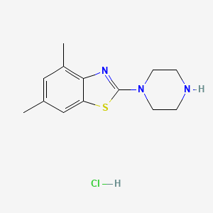 molecular formula C13H18ClN3S B2375097 4,6-Dimethyl-2-(piperazin-1-yl)-1,3-benzothiazole hydrochloride CAS No. 2548984-87-6