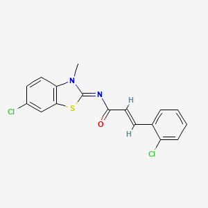(2E,NZ)-N-(6-chloro-3-methylbenzo[d]thiazol-2(3H)-ylidene)-3-(2-chlorophenyl)acrylamide