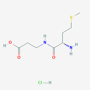 molecular formula C8H17ClN2O3S B2375102 3-[[(2S)-2-Amino-4-methylsulfanylbutanoyl]amino]propanoic acid;hydrochloride CAS No. 2503155-58-4