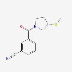 molecular formula C13H14N2OS B2375108 3-[3-(Methylsulfanyl)pyrrolidine-1-carbonyl]benzonitrile CAS No. 2097867-33-7