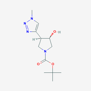 molecular formula C12H20N4O3 B2375111 tert-butyl (3S,4S)-3-hydroxy-4-(1-methyl-1H-1,2,3-triazol-4-yl)pyrrolidine-1-carboxylate CAS No. 2059910-77-7