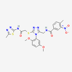 N-((4-(2,5-dimethoxyphenyl)-5-((2-((5-methyl-1,3,4-thiadiazol-2-yl)amino)-2-oxoethyl)thio)-4H-1,2,4-triazol-3-yl)methyl)-4-methyl-3-nitrobenzamide