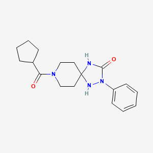 molecular formula C18H24N4O2 B2375114 8-(Cyclopentylcarbonyl)-2-phenyl-1,2,4,8-tetraazaspiro[4.5]decan-3-one CAS No. 1775383-32-8