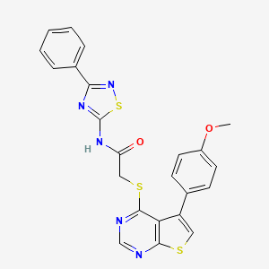 molecular formula C23H17N5O2S3 B2375119 2-{[5-(4-methoxyphenyl)thieno[2,3-d]pyrimidin-4-yl]sulfanyl}-N-(3-phenyl-1,2,4-thiadiazol-5-yl)acetamide CAS No. 671200-34-3