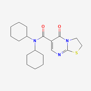 molecular formula C19H27N3O2S B2375123 N,N-dicyclohexyl-5-oxo-2,3-dihydro-[1,3]thiazolo[3,2-a]pyrimidine-6-carboxamide CAS No. 532965-99-4
