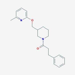 molecular formula C21H26N2O2 B2375139 1-[3-[(6-Methylpyridin-2-yl)oxymethyl]piperidin-1-yl]-3-phenylpropan-1-one CAS No. 2379977-71-4
