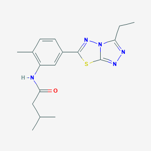 molecular formula C17H21N5OS B237515 N-[5-(3-ethyl[1,2,4]triazolo[3,4-b][1,3,4]thiadiazol-6-yl)-2-methylphenyl]-3-methylbutanamide 