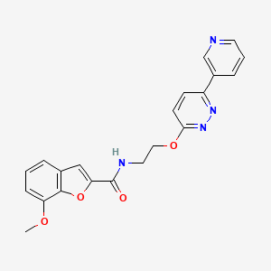 molecular formula C21H18N4O4 B2375151 7-methoxy-N-(2-((6-(pyridin-3-yl)pyridazin-3-yl)oxy)ethyl)benzofuran-2-carboxamide CAS No. 1286711-04-3