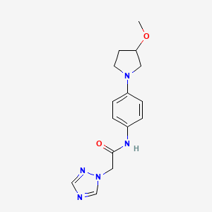 molecular formula C15H19N5O2 B2375152 N-(4-(3-methoxypyrrolidin-1-yl)phenyl)-2-(1H-1,2,4-triazol-1-yl)acetamide CAS No. 1797872-06-0