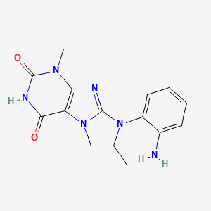 molecular formula C15H14N6O2 B2375153 8-(2-aminophenyl)-1,7-dimethyl-1H-imidazo[2,1-f]purine-2,4(3H,8H)-dione CAS No. 879475-62-4