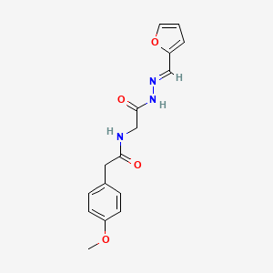 molecular formula C16H17N3O4 B2375155 (E)-N-(2-(2-(furan-2-ylmethylene)hydrazinyl)-2-oxoethyl)-2-(4-methoxyphenyl)acetamide CAS No. 391884-91-6