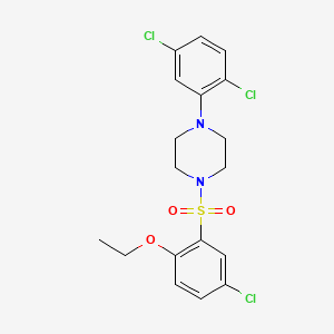 molecular formula C18H19Cl3N2O3S B2375157 1-((5-Chloro-2-ethoxyphenyl)sulfonyl)-4-(2,5-dichlorophenyl)piperazine CAS No. 1903296-77-4
