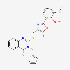 2-(((2-(2,3-dimethoxyphenyl)-5-methyloxazol-4-yl)methyl)thio)-3-(thiophen-2-ylmethyl)quinazolin-4(3H)-one
