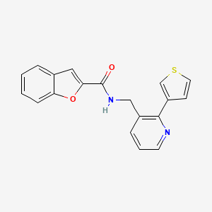 N-((2-(thiophen-3-yl)pyridin-3-yl)methyl)benzofuran-2-carboxamide
