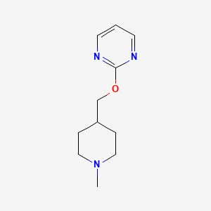 molecular formula C11H17N3O B2375177 2-[(1-メチルピペリジン-4-イル)メトキシ]ピリミジン CAS No. 2201615-12-3