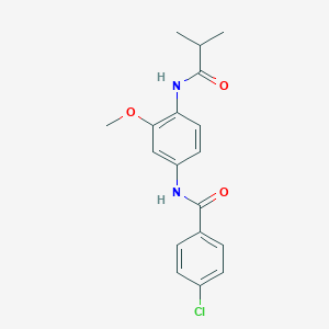 molecular formula C18H19ClN2O3 B237518 4-chloro-N-[4-(isobutyrylamino)-3-methoxyphenyl]benzamide 