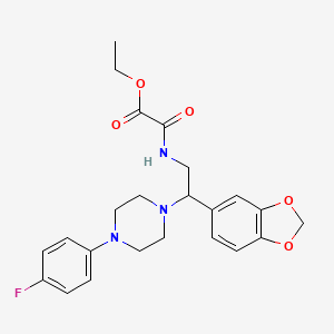 Ethyl 2-((2-(benzo[d][1,3]dioxol-5-yl)-2-(4-(4-fluorophenyl)piperazin-1-yl)ethyl)amino)-2-oxoacetate