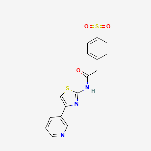 molecular formula C17H15N3O3S2 B2375208 2-(4-(甲磺基)苯基)-N-(4-(吡啶-3-基)噻唑-2-基)乙酰胺 CAS No. 941883-49-4