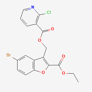 molecular formula C18H13BrClNO5 B2375213 (5-Bromo-2-ethoxycarbonyl-1-benzofuran-3-yl)methyl 2-chloropyridine-3-carboxylate CAS No. 874967-12-1