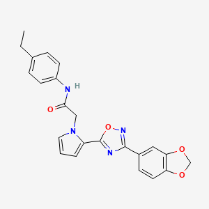 molecular formula C23H20N4O4 B2375223 2-{2-[3-(1,3-benzodioxol-5-yl)-1,2,4-oxadiazol-5-yl]-1H-pyrrol-1-yl}-N-(4-ethylphenyl)acetamide CAS No. 1260916-36-6