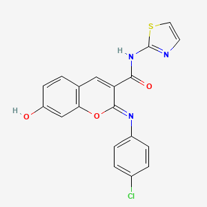 molecular formula C19H12ClN3O3S B2375228 (2Z)-2-[(4-chlorophenyl)imino]-7-hydroxy-N-(1,3-thiazol-2-yl)-2H-chromene-3-carboxamide CAS No. 1327171-19-6