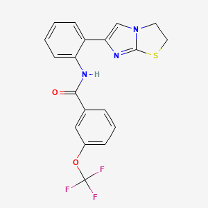 molecular formula C19H14F3N3O2S B2375230 N-(2-(2,3-dihydroimidazo[2,1-b]thiazol-6-yl)phenyl)-3-(trifluoromethoxy)benzamide CAS No. 2034289-62-6