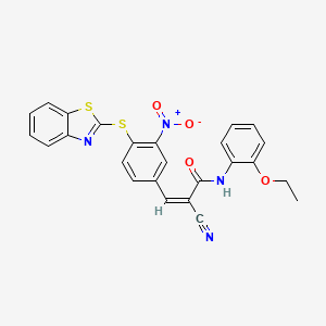 (Z)-3-[4-(1,3-Benzothiazol-2-ylsulfanyl)-3-nitrophenyl]-2-cyano-N-(2-ethoxyphenyl)prop-2-enamide