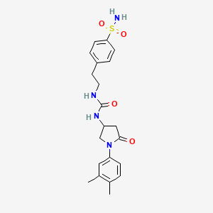 molecular formula C21H26N4O4S B2375239 4-(2-(3-(1-(3,4-Dimethylphenyl)-5-oxopyrrolidin-3-yl)ureido)ethyl)benzenesulfonamide CAS No. 894005-54-0