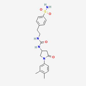 molecular formula C21H26N4O4S B2375239 4-(2-(3-(1-(3,4-Dimetilfenil)-5-oxopirrolidin-3-il)ureido)etil)bencenosulfonamida CAS No. 894005-54-0