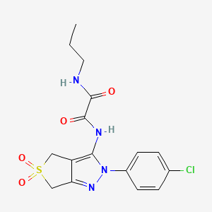 molecular formula C16H17ClN4O4S B2375243 N1-(2-(4-chlorophenyl)-5,5-dioxido-4,6-dihydro-2H-thieno[3,4-c]pyrazol-3-yl)-N2-propyloxalamide CAS No. 899989-71-0