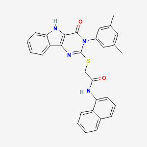molecular formula C30H24N4O2S B2375246 2-[[3-(3,5-二甲苯基)-4-氧代-5H-嘧啶并[5,4-b]吲哚-2-基]硫代]-N-萘-1-基乙酰胺 CAS No. 536705-77-8
