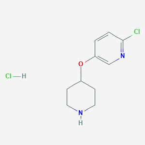 molecular formula C10H14Cl2N2O B2375249 2-Chloro-5-piperidin-4-yloxypyridine;hydrochloride CAS No. 906744-20-5