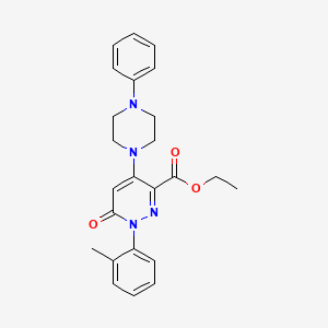molecular formula C24H26N4O3 B2375252 Ethyl 6-oxo-4-(4-phenylpiperazin-1-yl)-1-(o-tolyl)-1,6-dihydropyridazine-3-carboxylate CAS No. 921989-04-0