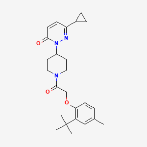 molecular formula C25H33N3O3 B2375253 2-[1-[2-(2-Tert-butyl-4-methylphenoxy)acetyl]piperidin-4-yl]-6-cyclopropylpyridazin-3-one CAS No. 2310122-46-2