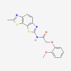 molecular formula C18H15N3O3S2 B2375254 2-(2-methoxyphenoxy)-N-(7-methylbenzo[1,2-d:4,3-d']bis(thiazole)-2-yl)acetamide CAS No. 1170967-98-2