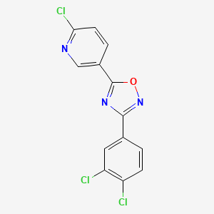 molecular formula C13H6Cl3N3O B2375256 2-Chloro-5-(3-(3,4-dichlorophenyl)-1,2,4-oxadiazol-5-yl)pyridine CAS No. 303145-21-3