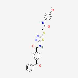 molecular formula C25H20N4O4S2 B2375257 4-benzoyl-N-(5-((2-((4-methoxyphenyl)amino)-2-oxoethyl)thio)-1,3,4-thiadiazol-2-yl)benzamide CAS No. 392294-08-5