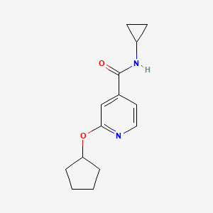 molecular formula C14H18N2O2 B2375259 2-(环戊氧基)-N-环丙基异烟酰胺 CAS No. 2034492-97-0