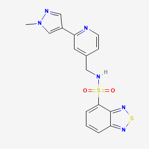 molecular formula C16H14N6O2S2 B2375274 N-((2-(1-methyl-1H-pyrazol-4-yl)pyridin-4-yl)methyl)benzo[c][1,2,5]thiadiazole-4-sulfonamide CAS No. 2034468-22-7