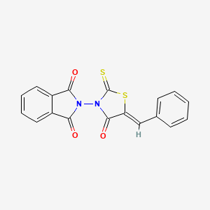 molecular formula C18H10N2O3S2 B2375281 2-[(5Z)-4-oxo-5-(phenylmethylidene)-2-sulfanylidene-1,3-thiazolidin-3-yl]-2,3-dihydro-1H-isoindole-1,3-dione CAS No. 294853-78-4