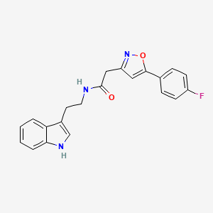 molecular formula C21H18FN3O2 B2375282 N-(2-(1H-indol-3-yl)ethyl)-2-(5-(4-fluorophenyl)isoxazol-3-yl)acetamide CAS No. 953228-69-8